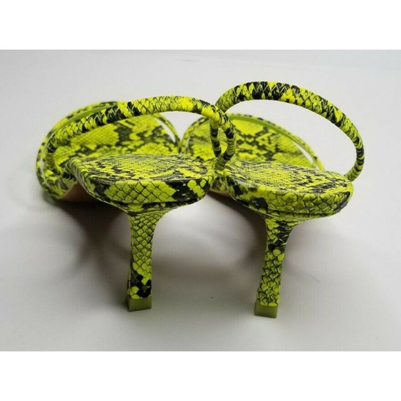 Sold! ✔Zara Lime Green Neon Heeled Sandals - Picture 4 of 7